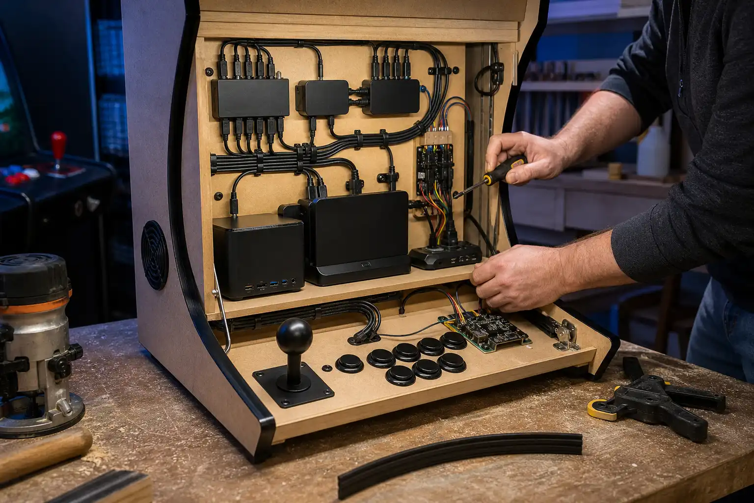 HDMI- und USB-Switch im Arcade-Cabinet: PC, Switch 2 und Steam Deck ohne Umstecken nutzen