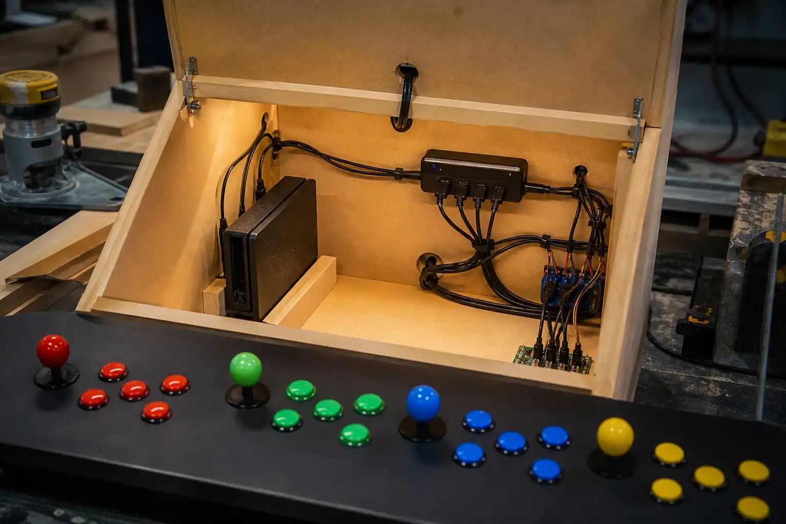Nintendo Switch 2 im Arcade-Cabinet einrichten: Dock, USB-Encoder und 4-Spieler-Setup