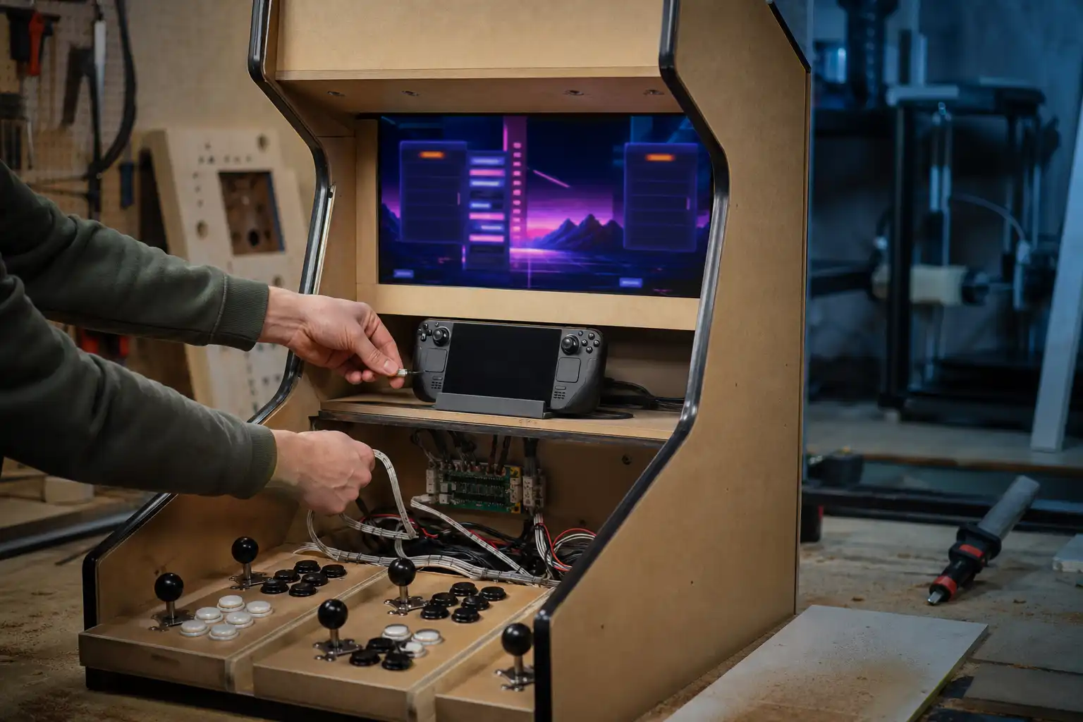 Steam Deck OLED im Arcade-Cabinet einrichten: Dock, 4 Spieler und Autostart