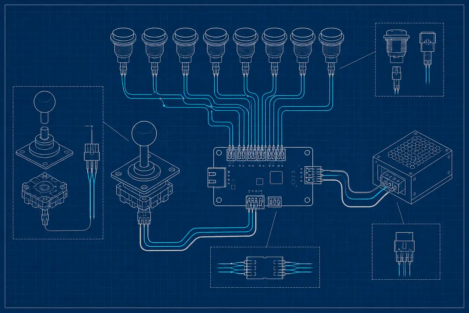 Arcade-Buttons und Joystick mit Zero-Delay verkabeln
